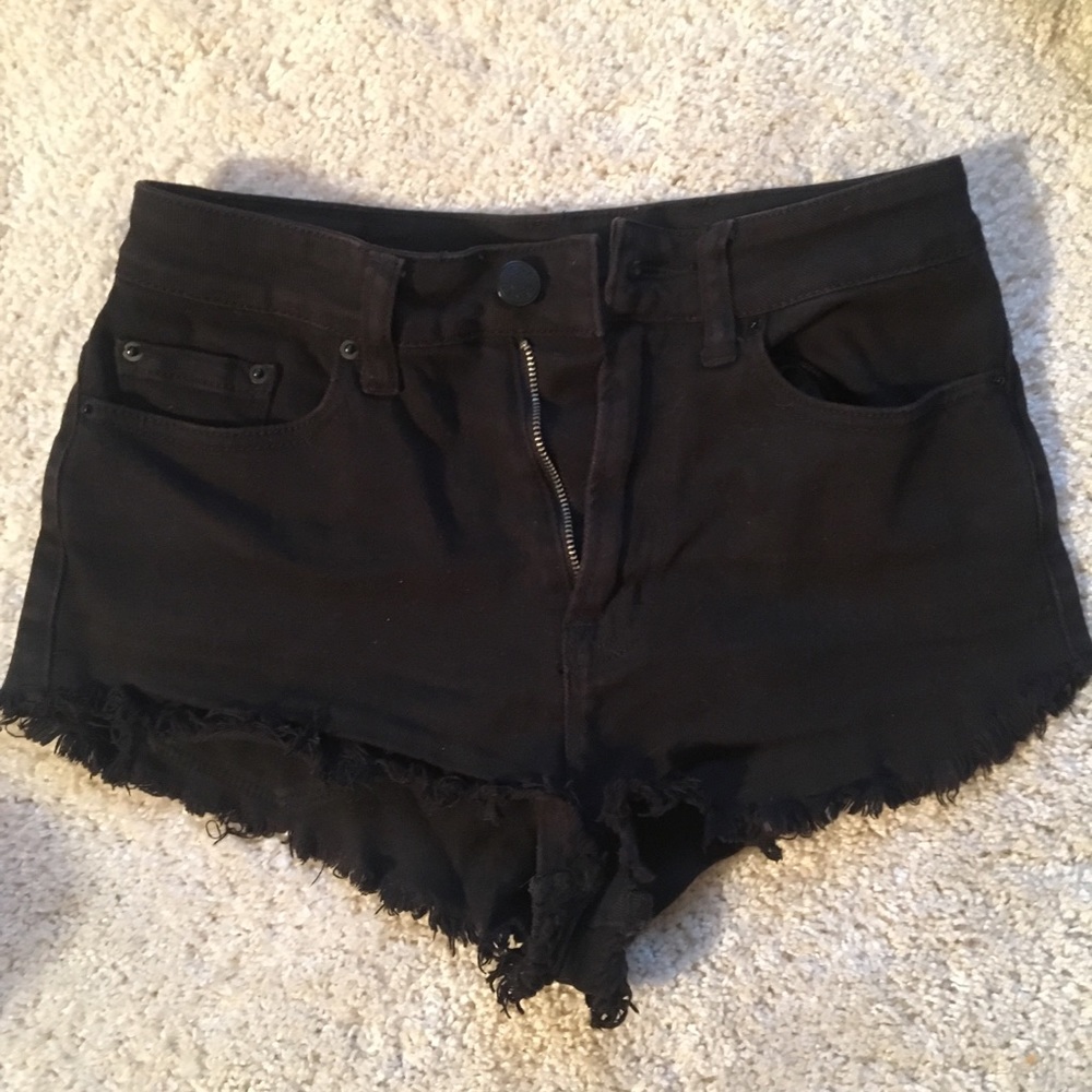 BDG high rise black denim shorts